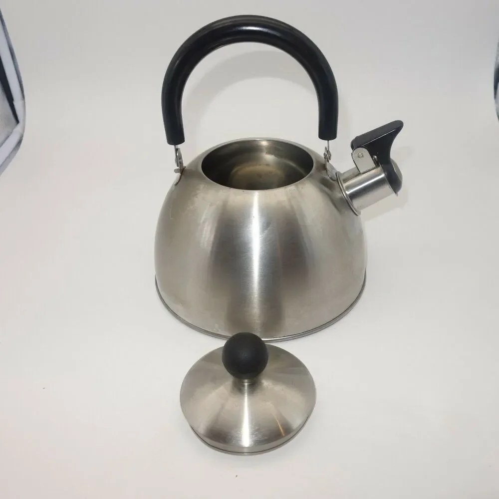 Vintage COPCO Whistling Tea Kettle Teapot Shiny Stainless Steel 1.5 Quart